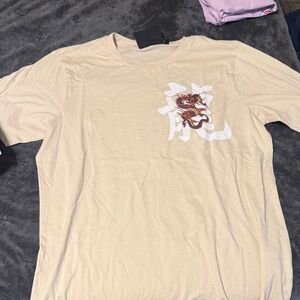 Men's Beige Dragon Graphic Tee